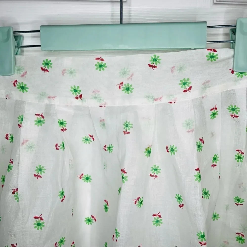 Floral Handmade Vintage Apron Skirt Tie Back Red Green White OS